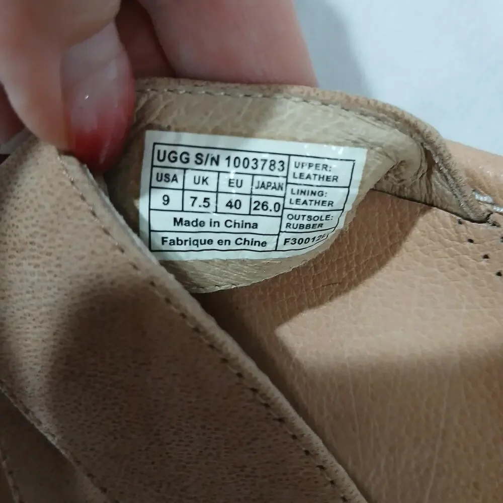 UGG Wedge Sandals Womens 9 Tan Leather Ankle Strap Espadrille - Picture 5 of 10